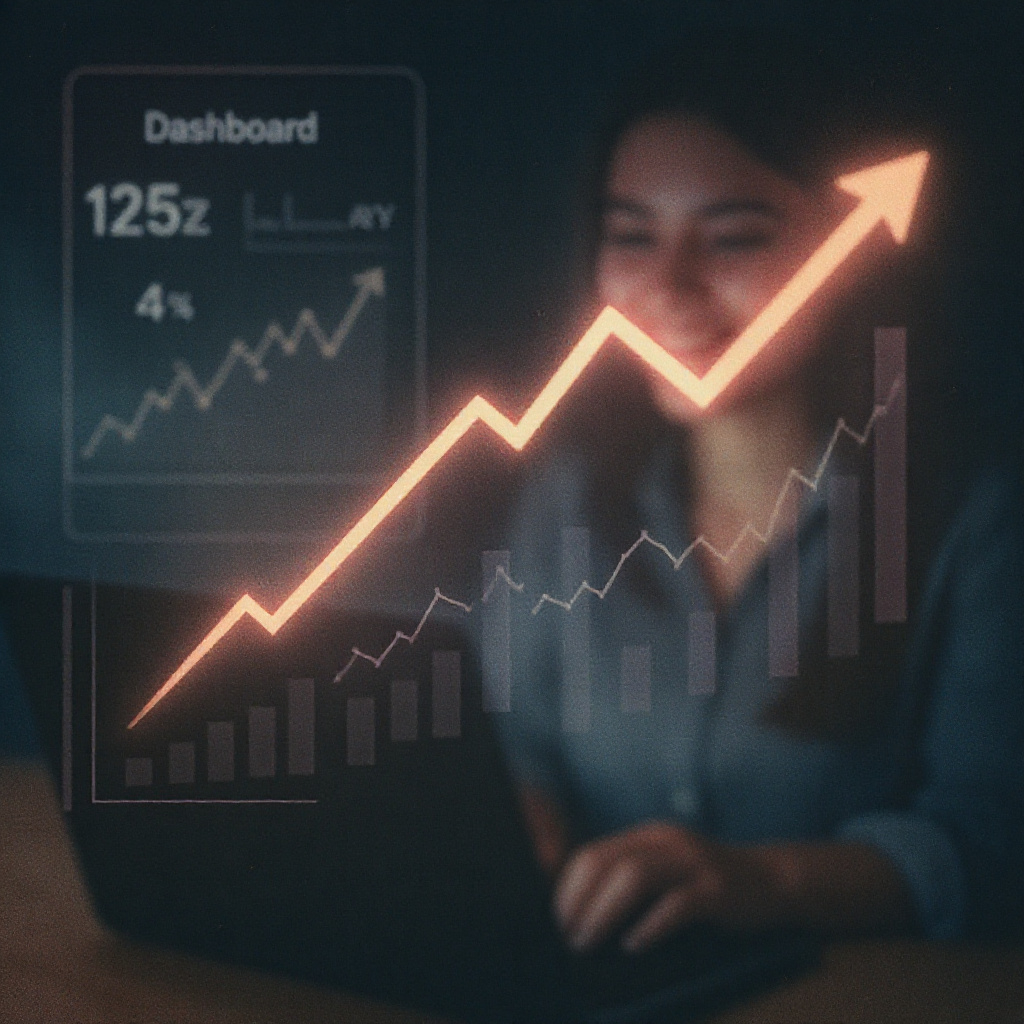 Dashboard showing upward growth