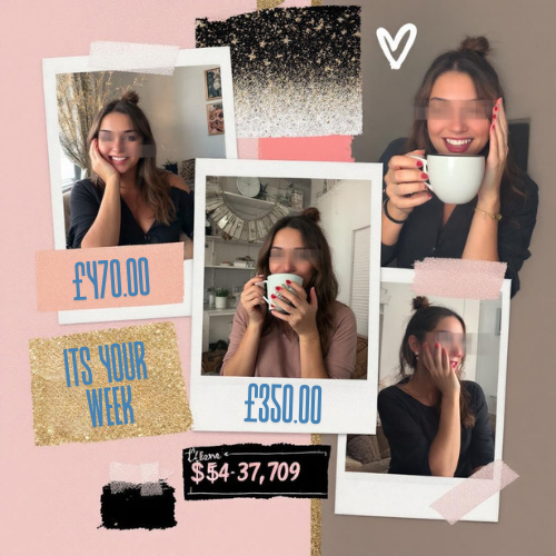 Polaroid style collage of a first week success